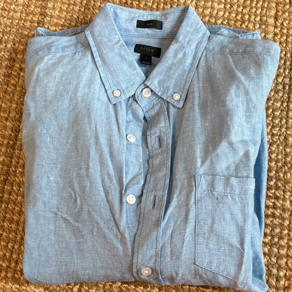 J. Crew Men's Light Blue Button-Down Shirt